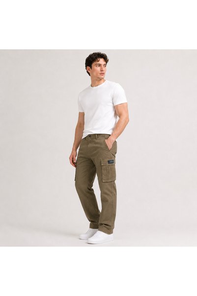 RATNOR Men’s Straight Fit 6-Pocket Cargo Pants, Khaki Brown