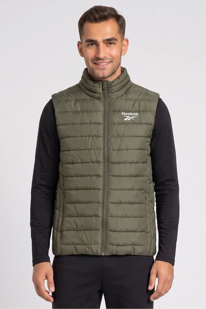 Reebok Men Sportswear Fit Sleeveless Outdoor Jacket, Olive
