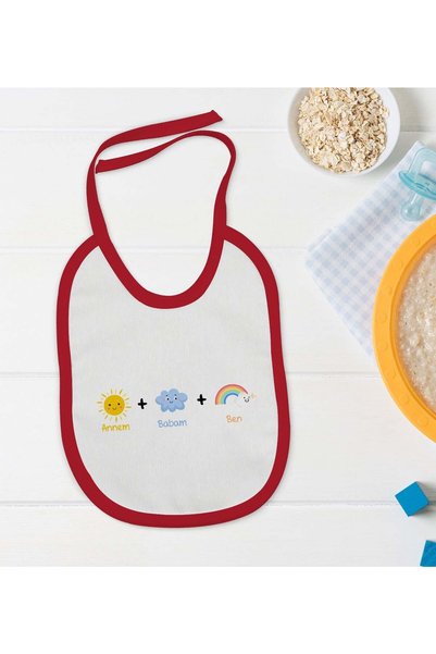 Bk Gift BK Kids "Mom, Dad, and Me" Red Baby Bib - 1