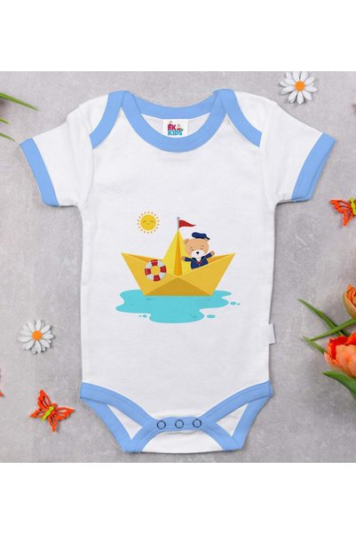 Bk Gift BK Kids Blue Baby Bodysuit with Cute Captain Design - 1 en123033