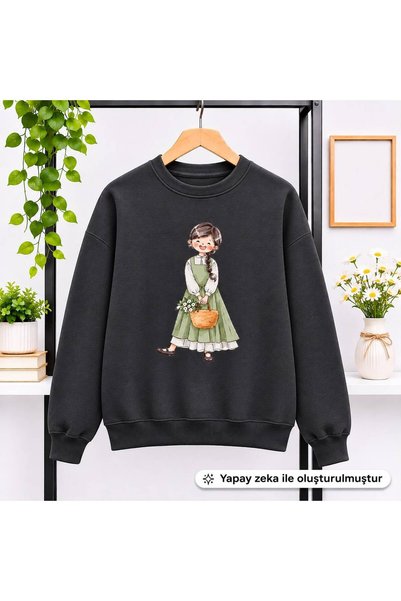 caddekombin Women's Girls' Bicycle Crew Neck Sweatshirt with "Girl with a Bas...