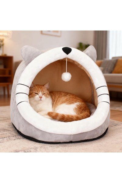 Vinnatsu Semi-Enclosed All-Season Cat Bed, Removable and Washable Cat Beds fo...