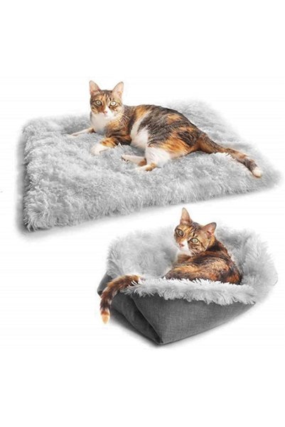 JOYZZZ Cat Bed Mat, 2 in 1 Machine Washable Soft Plush Autumn Winter Thermal ...