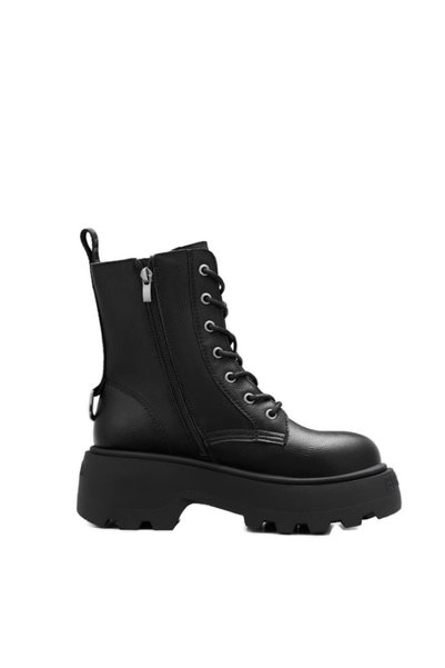 Buffalo Γυναικεία Phantom Lace Up Zip Μποτάκια Μαύρα BUFPD00018432-BLACK