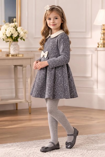 TOLIN Girls' Cotton Gray Pantyhose - H500