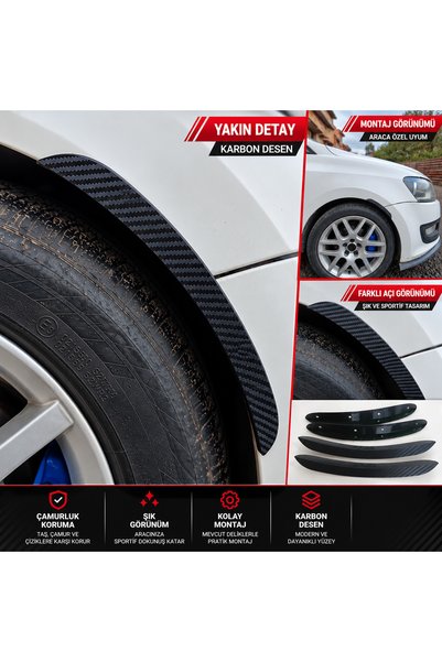 Sticker Works Volkswagen Polo 6R 6C Carbon-Patterned Fender Flap Protectors, ...