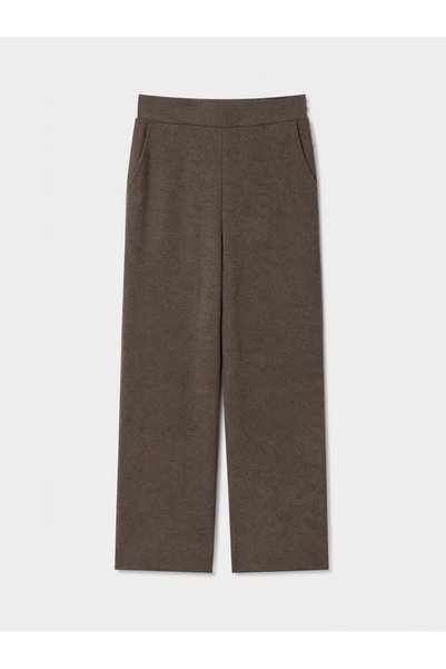 LC Waikiki LCW EVERYDAY Brown Brioche Knit Standard & Regular Wide-Leg Women'...