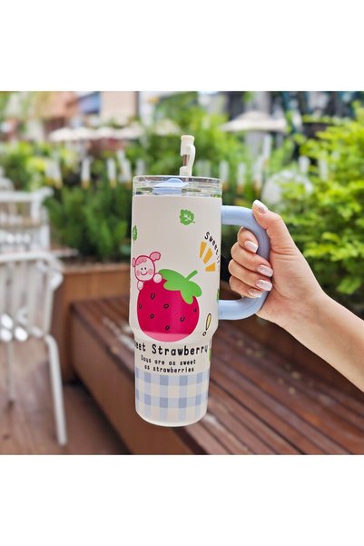 Generic Stainless Steel Vacuum Insulated Straw Tumbler Handle Large Capacity
