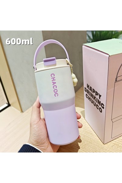 Generic كوب معزول حراريًا من الفولاذ المقاوم للصدأ بمقبض على شكل قلب بنقشة ال...