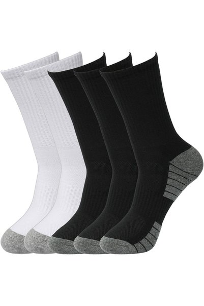 GENERAL 5 Pairs Cushioned Crew Cotton Socks for Men Women