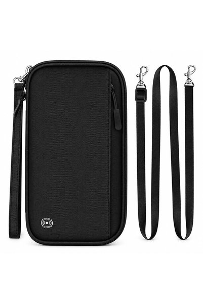 GENERAL RFID Blocking Travel Wallet, Navy Blue Family Passport Organizer with...