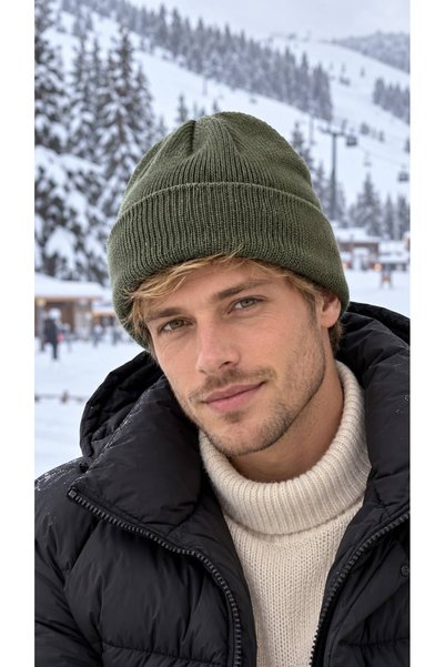 BALIENTE Khaki Soft-Textured Knit Men's Beanie