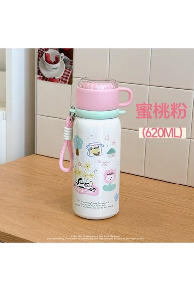 Generic كوب معزول من الفولاذ المقاوم للصدأ بغطاء مزدوج وحبل، مناسب للطلاب وال...