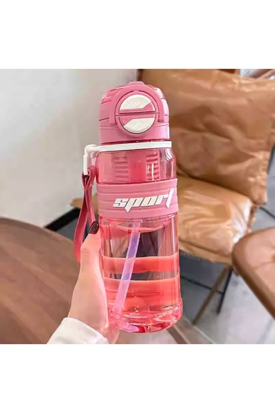Generic Plastic Dual Drink Straw Sports Cup Straight Body Tea Tumbler