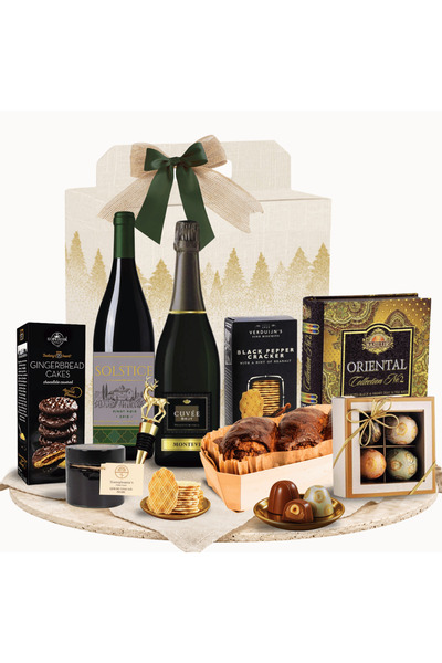 houseofgifts Pachet cadou de Crăciun cu vin roșu, vin spumant, ceai și pralin...