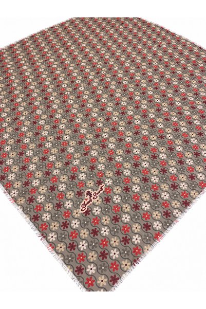 SHAWL SECRET Cheesecloth, Beige and Burgundy Floral Print