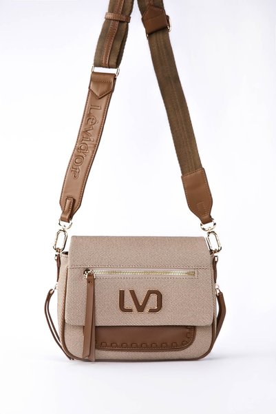 Levidor Front zippered shoulder bag, khaki