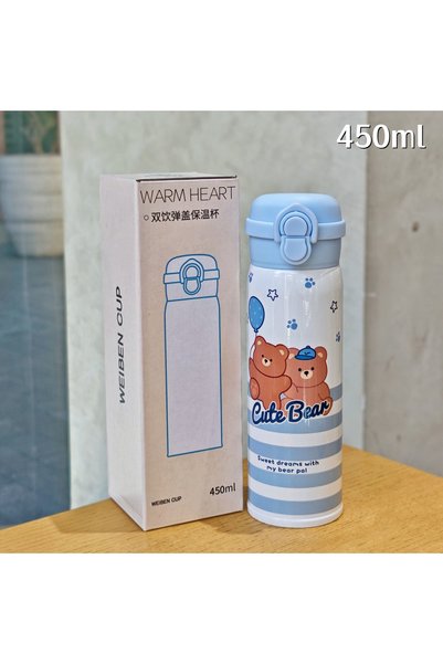 Generic Stainless Steel Vacuum Flip Lid Dual Drink Straw Plaid Leopard Print