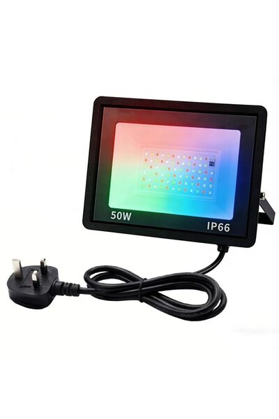GENERAL كشاف LED بقوة 50 واط متعدد الألوان، مضاد للماء IP66، إضاءة خارجية متغ...