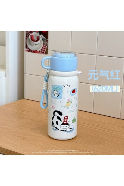 Generic Stainless Steel Insulated Dual Lid Cup Rope Student Kids Vacuum