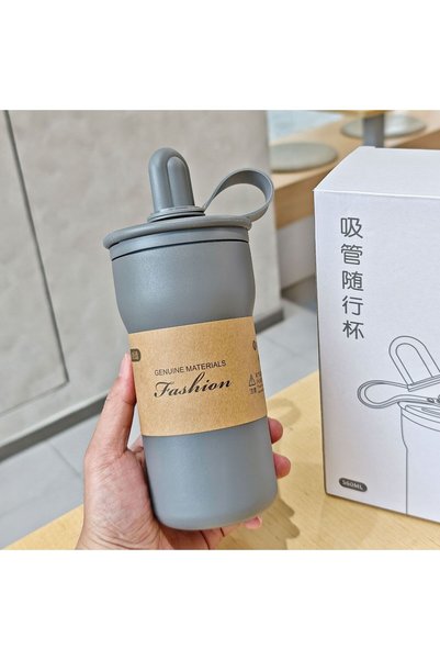 Generic Stainless Steel Vacuum Insulated Dual Drink Straw Coffee Cup Summer