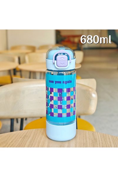 Generic Student Plastic Dual Drink Straw Cup Portable Sports Water Bottle