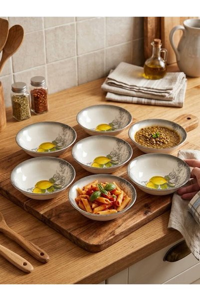 Güral Porselen 6 LI LEMON PATTERN 17 CM DEEP DINNER PLATE