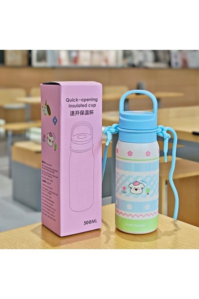Generic Stainless Steel Vacuum Insulated Sports Water Bottle Push Lid with Strap