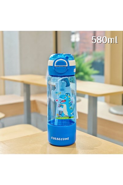 Generic Plastic Dual Drink Straw Cup Charm Handle Kids Student Portable