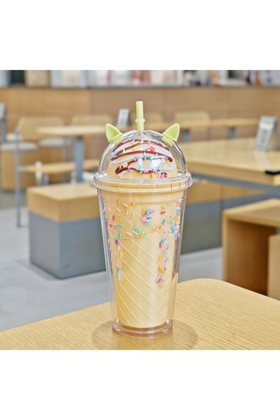 Generic Double Wall Plastic Straw Cup Large Capacity Portable Travel Tumbler