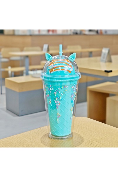 Generic Double Wall Plastic Straw Cup Large Capacity Portable Travel Tumbler