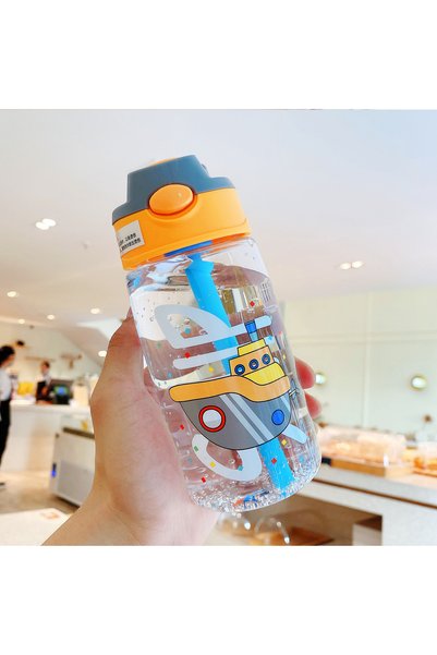 Generic Kids Plastic Straw Cup Spout Leakproof School Water Bottle