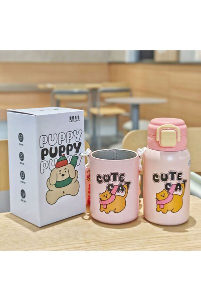 Generic Stainless Steel Kids Vacuum Insulated Straw Cup with Sleeve Dual Drink