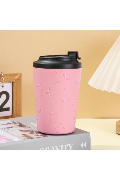Generic 304 Stainless Steel Insulated Coffee Cup Bow Pattern Car Student