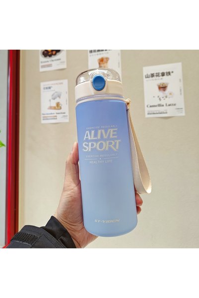 Generic Frosted Plastic Sports Water Bottle Push Lid Large Capacity Outdoor