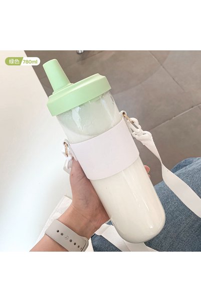 Generic كوب زجاجي من البوروسيليكات بتصميم زهرة التوليب، كوب سفر محمول