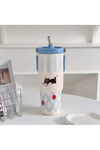 Generic Stainless Steel Vacuum Insulated Straw Tumbler Handle Large Capacity