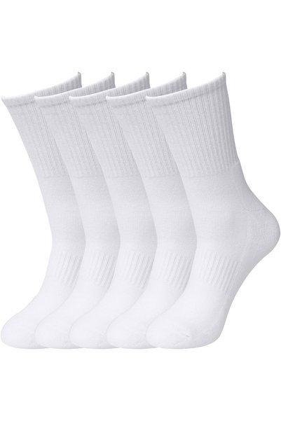 GENERAL 5 Pairs Cushioned Crew Cotton Socks for Men Women