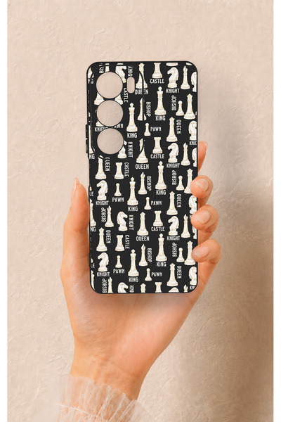 Vip Case Vivo Y19s Compatible Silicone Case with Chess-Themed Pattern