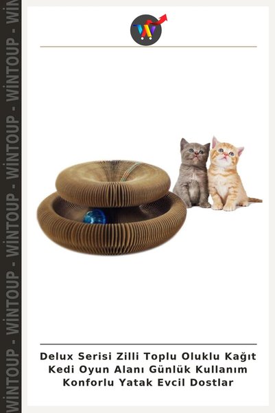 Wintoup Deluxe Series Bell-Adorned Corrugated Paper Cat Play Area for Everyda...