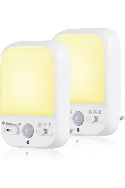 Generic مصباح ليلي LED بمستشعر حركة (قطعتان) مع 4 أوضاع إضاءة، إضاءة دافئة بي...
