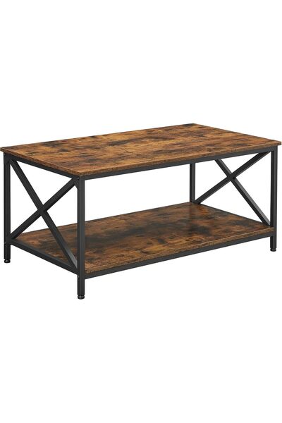 1st VASAGLE Coffee table, with steel frame and shelves, 100 x 55 x 45 cm