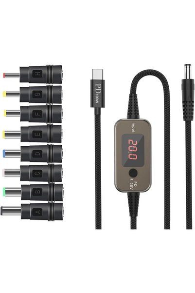 Generic USB C to DC PD Adapter Cable,100W Power Delivery with LED Display Scr...