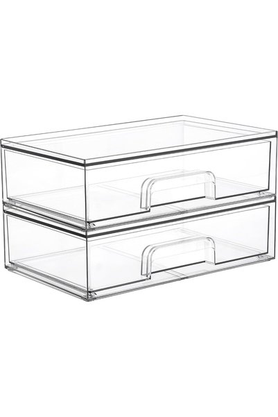 Generic 2 Pack Clear Stackable Drawers Organizer, 30.7cm/12.1'' W