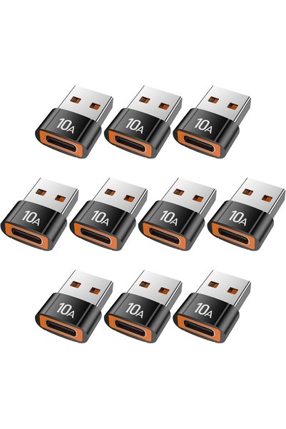 Generic USB to USB C Adapter(10 Pack), Type C Female to USBA Male Block Conve...