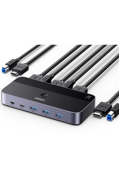 Ugreen USB 3.0 KVM Switch HDMI 4K@60HZ for 2 Computers and 1 Monitor with 3*U...