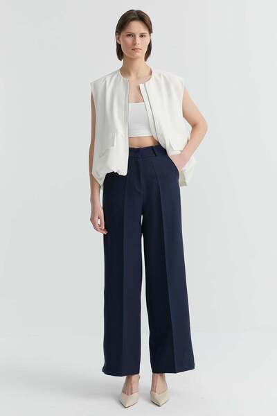 PAULMARK Women's Striped Detail Wide Leg Fabric Pants