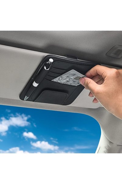Generic Car Sun Visor Organizer, Sunglasses Clip for Car Visor, PU Leather Ca...
