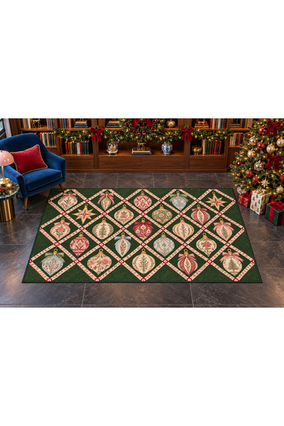 Rugs Modern Halı ETA New Year's-Themed Patterned Woven Woven-Back Rug eta4480