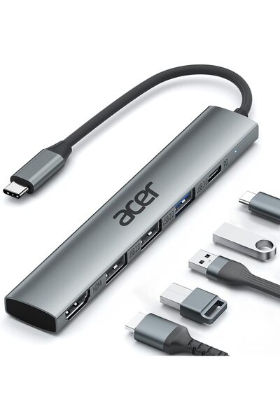 Generic محول USB C متعدد الوظائف 5 في 1، مع منفذ HDMI بدقة 4K، وشحن PD بقوة 1...
